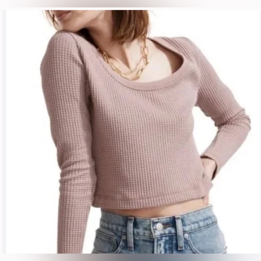Madewell Waffle Long Sleeve in Pale Pink